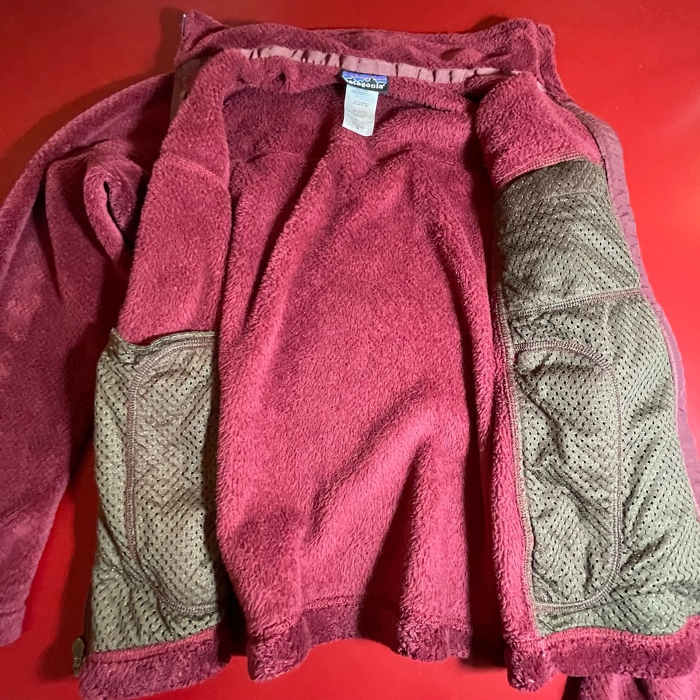 Patagonia Womens Jacket Medium Polartec Thermal Pro rug Fleece Burgundy - Picture 7 of 15